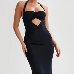 Meshki Black Cutout Halter Dress
